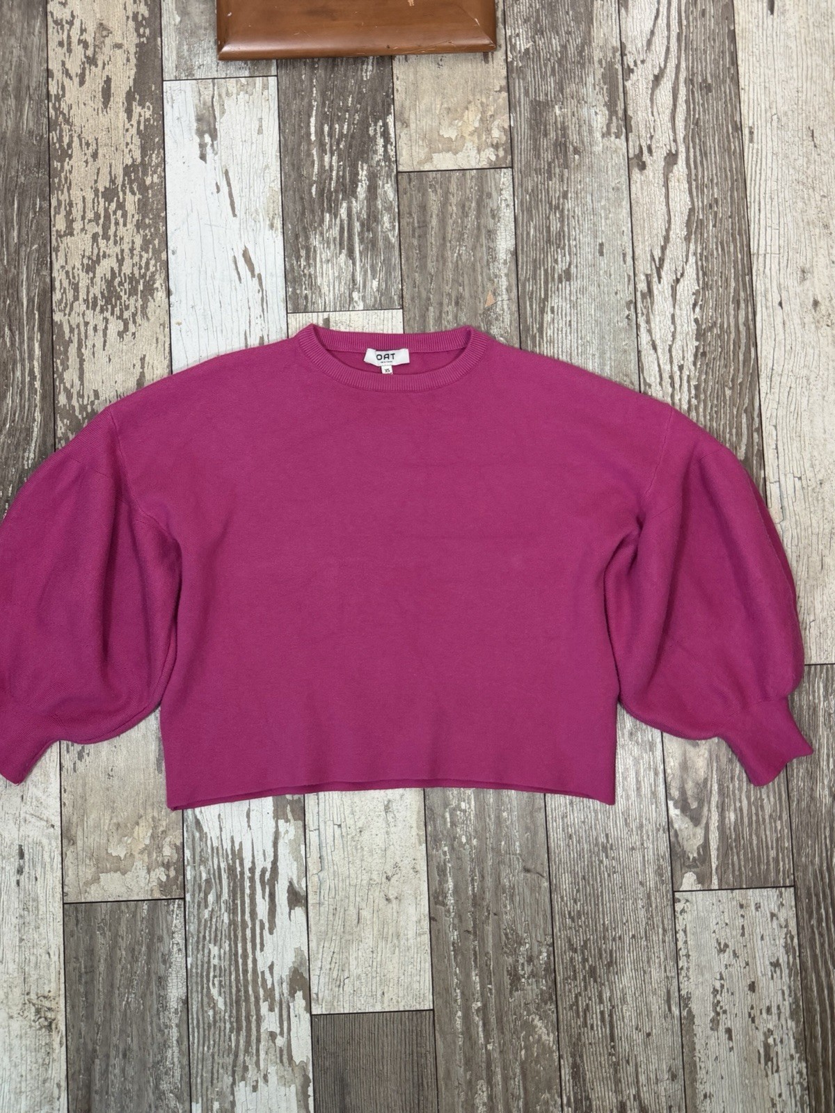 OAT New York Women’s Pink Knit Crewneck Balloon Sleeve Pullover Sweater XS