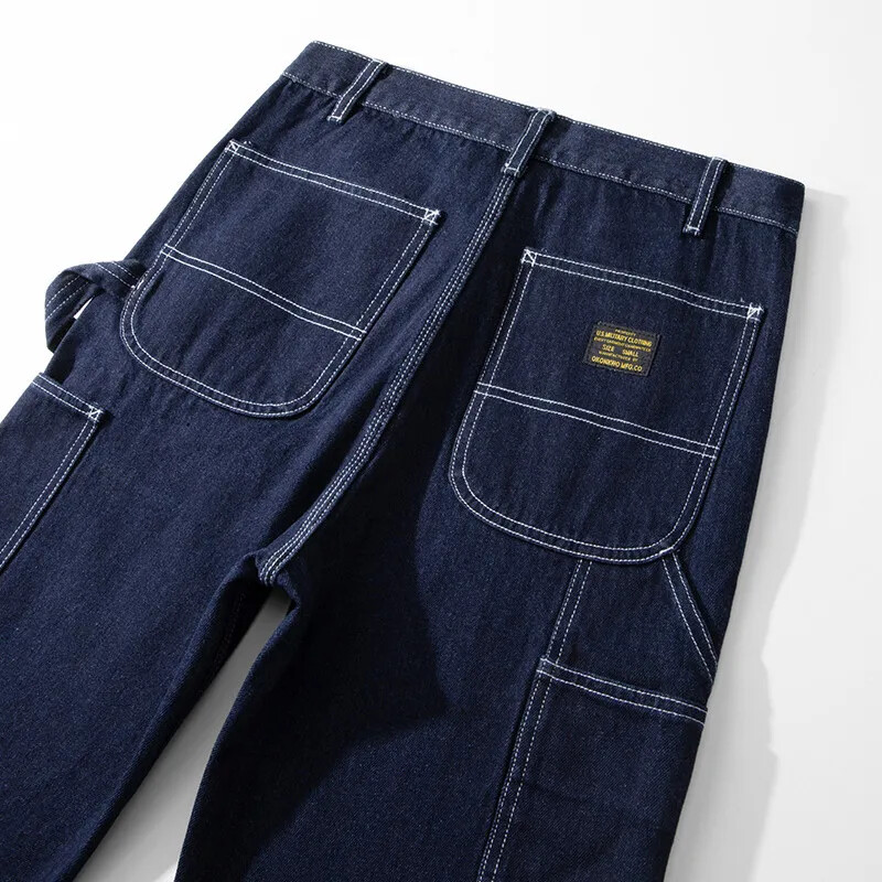 Original Denim Railway Worker Jeans Pants Amikaki Striped Longs Tooling Trousers