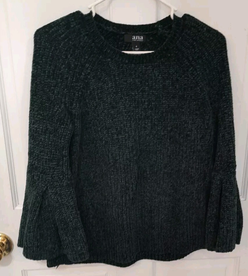 Adorable A N A Soft Green With Black Undertones Flared Sleeve Sweater Size Small