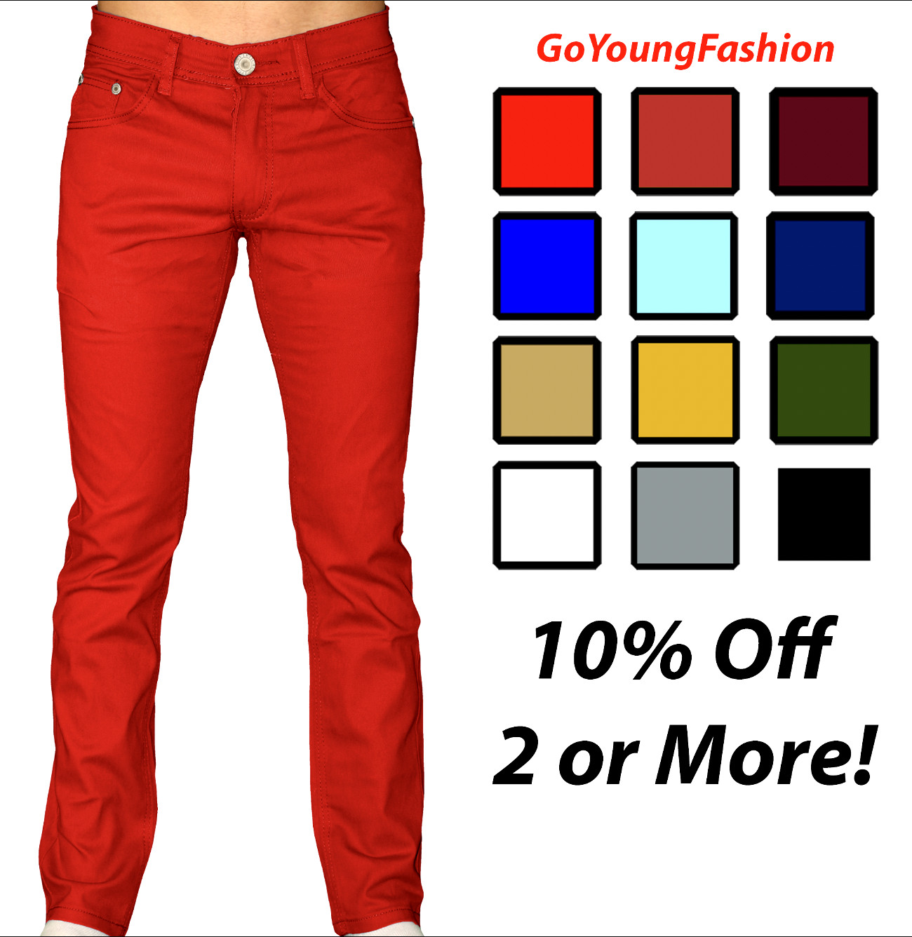 Chino Pants Men Khakis Skinny STRETCH SLIM FIT Flex Casual Cotton Trousers Slack