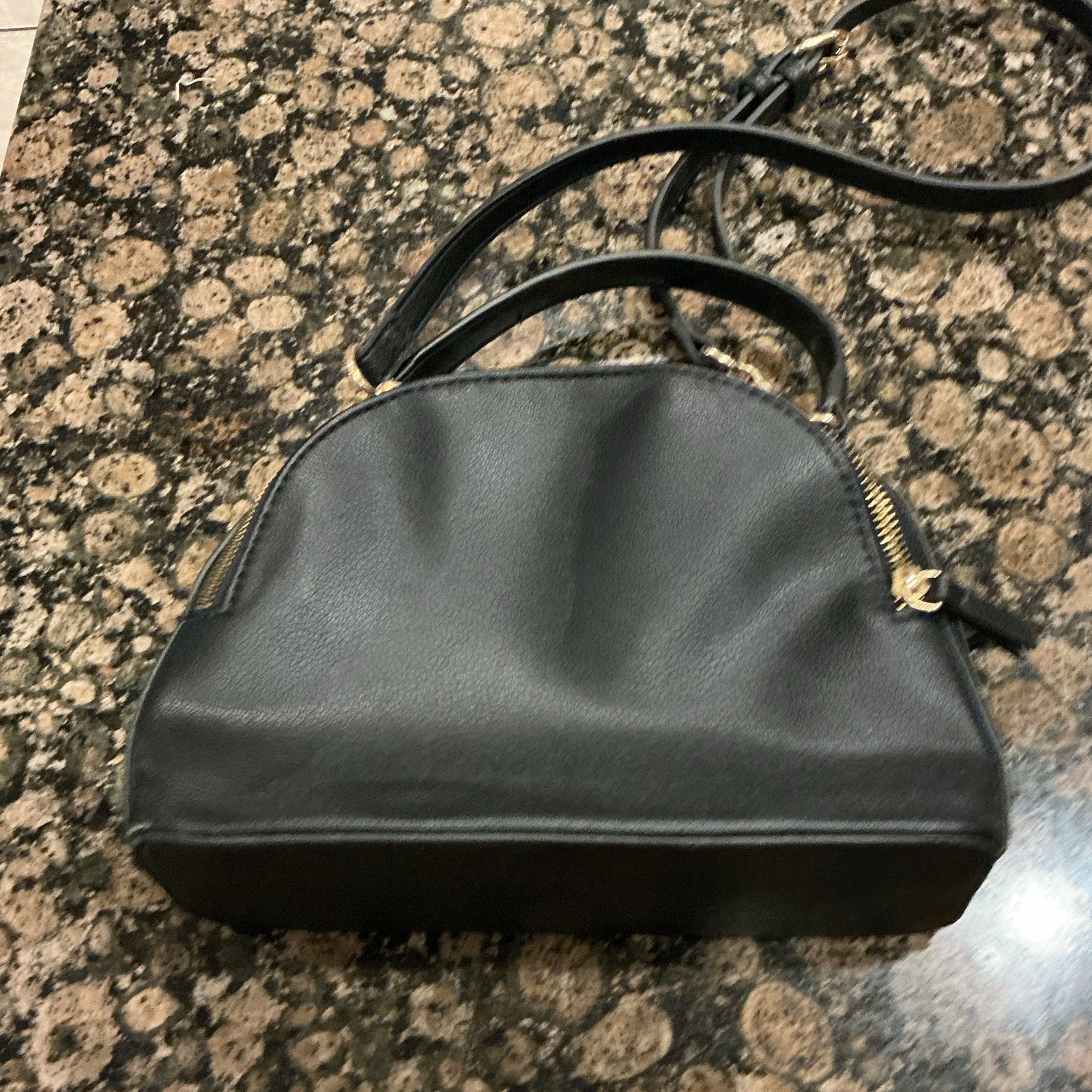 Rachel Zoe Black Quilted Logo Satchel Zip Top Gold HW w/ Detachable Strap