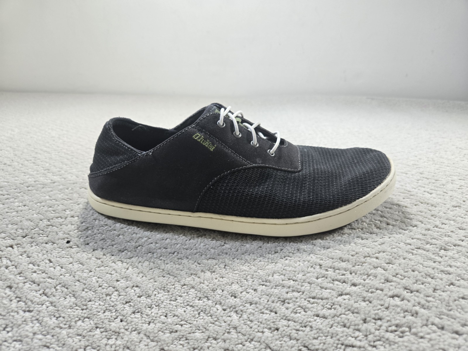 OluKai Nohea Moku Shoes Mens Size 9 Black Mesh Casual Boat Loafers 10283-4040