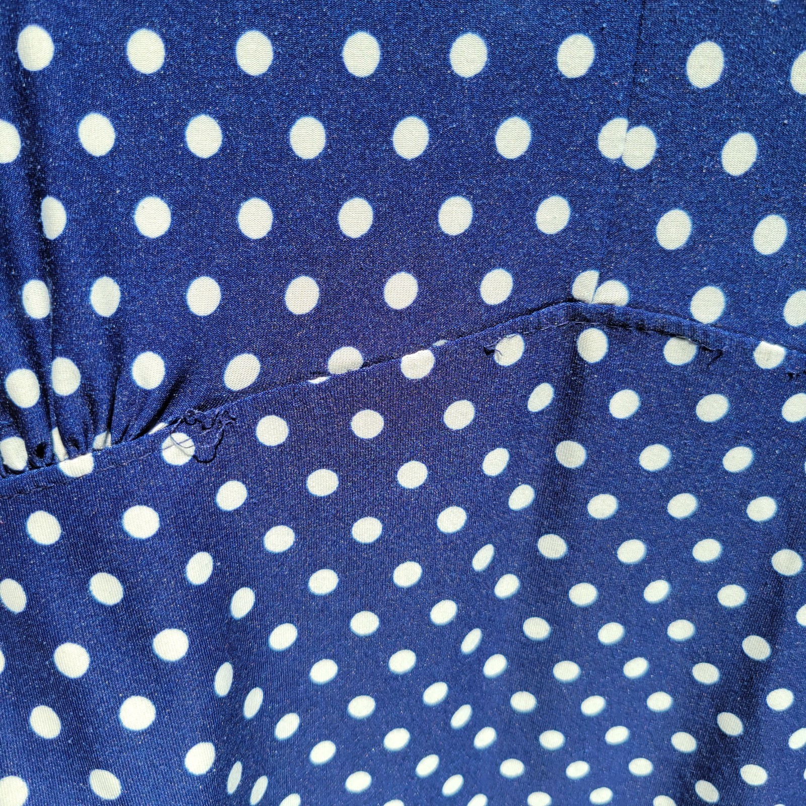 Rene Rofe Women’s Tie Robe & Cami Nightgown Set Blue w Polka Dots Sz L