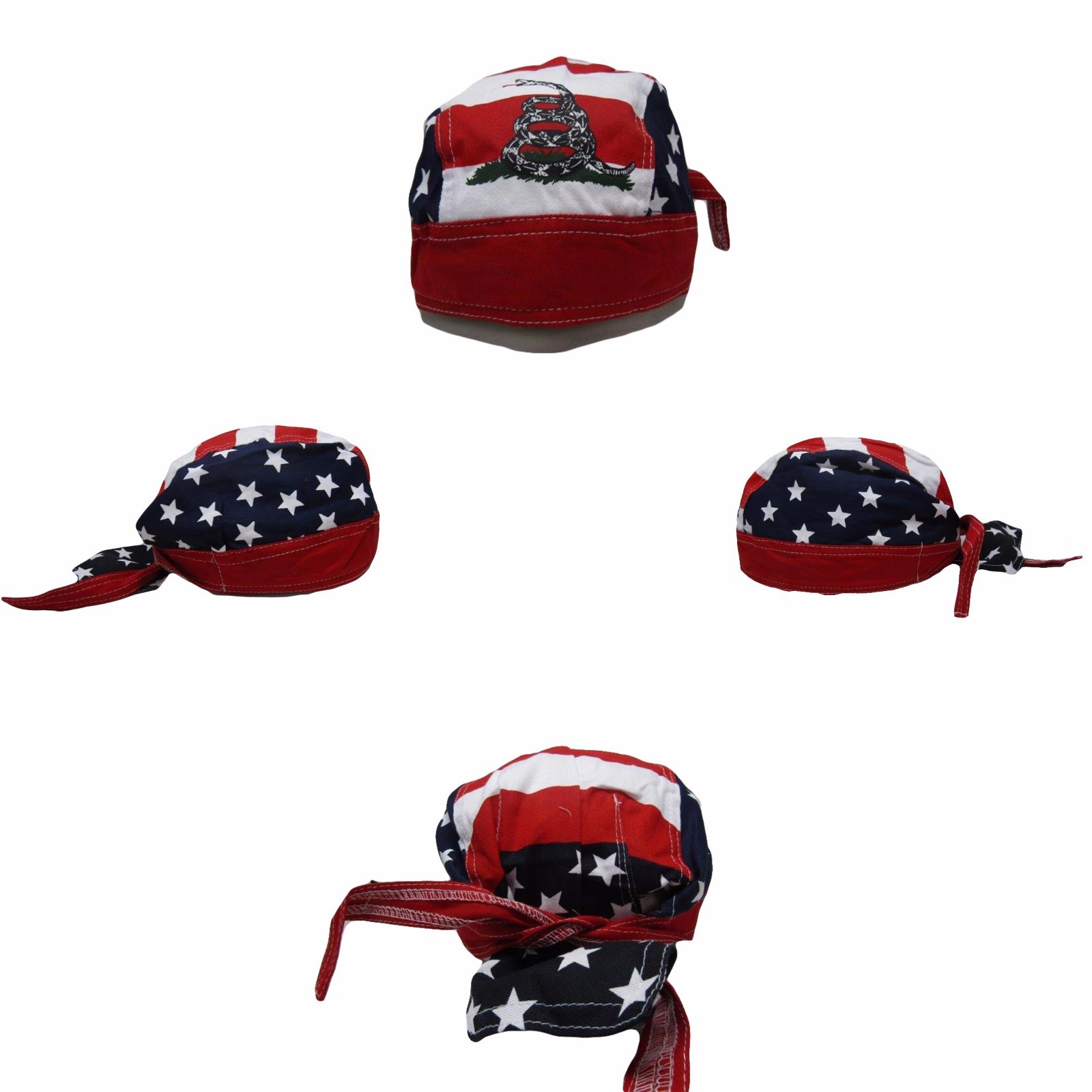 Don’t Tread On Me Gadsden USA American Flag Do Rag Doo Rag Skull Cap Head Wrap