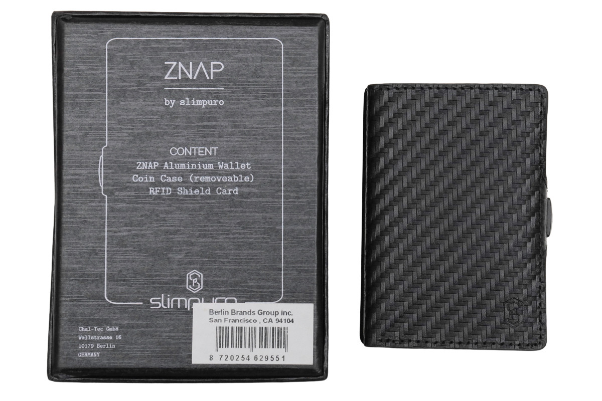 ZNAP RFID Blocking Slim Black Braided Leather Aluminum Wallet 8 Card Size