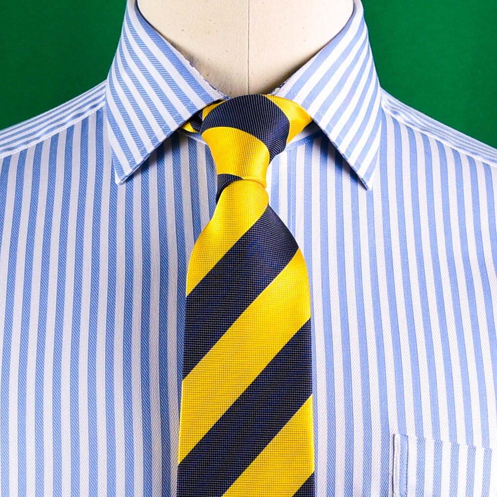 Mens Blue Formal & Business Dress Shirt Herringbone Twill Striped Floral Paisley