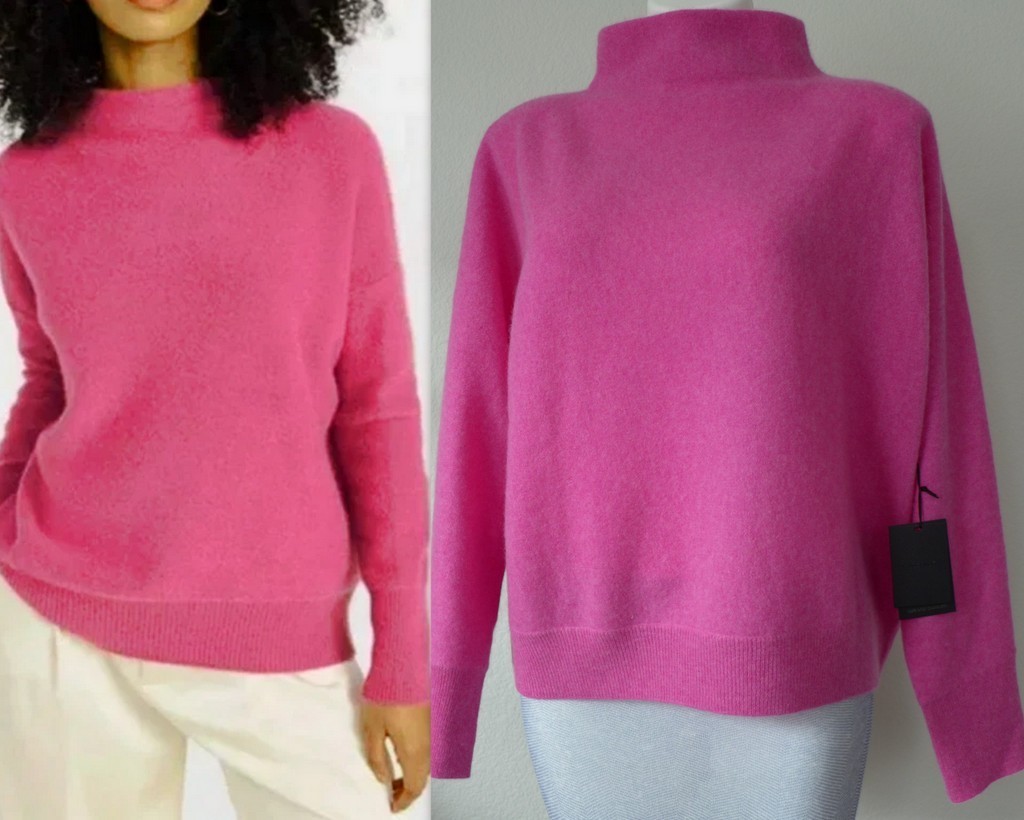TAHARI Funnel Neck 100% 2-PLY Cashmere Sweater SOFT LUXE 5 Colors