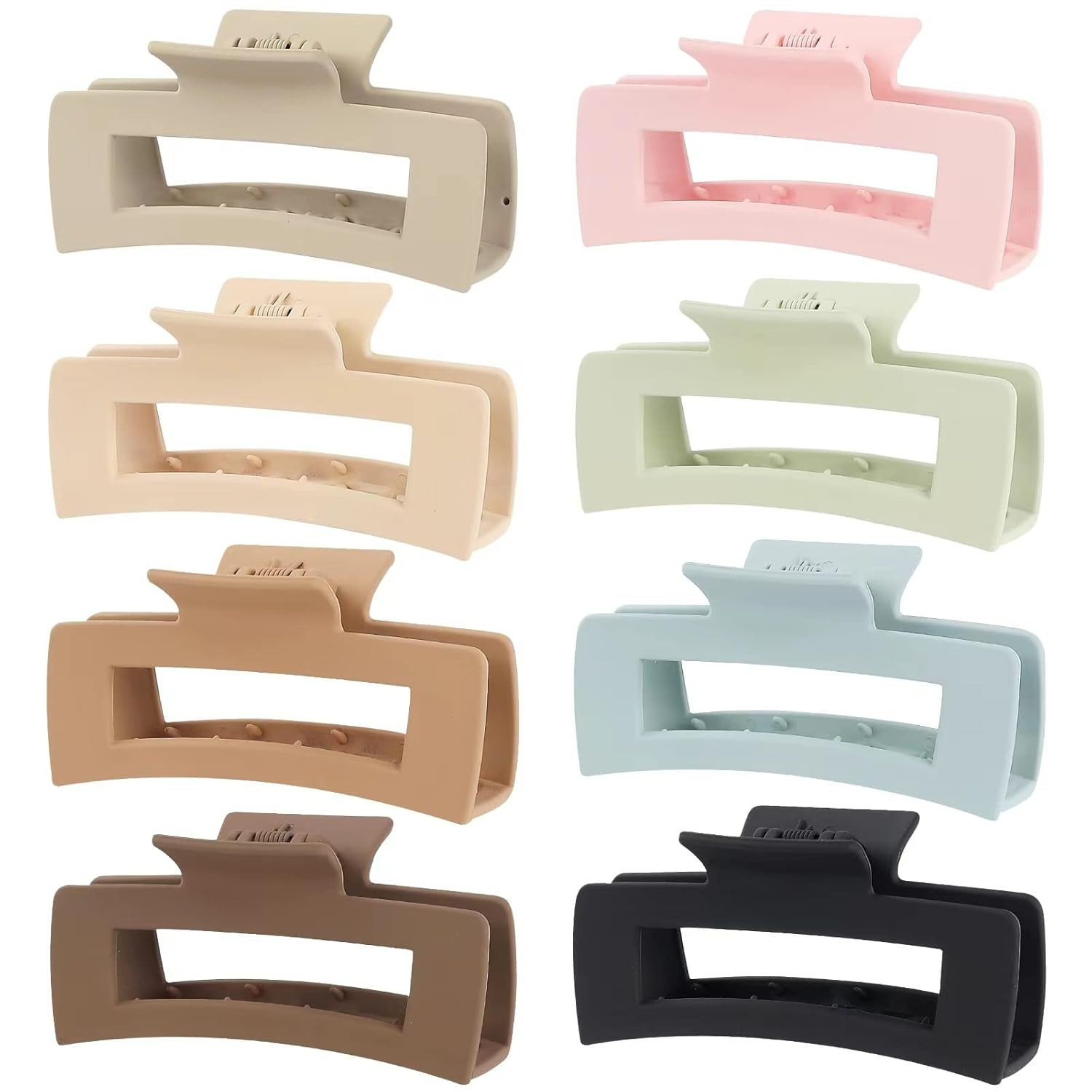 8 Pcs Large Hair Claw Clips 4.1 Inch Non-Slip Big Square Matte Claws for Women,