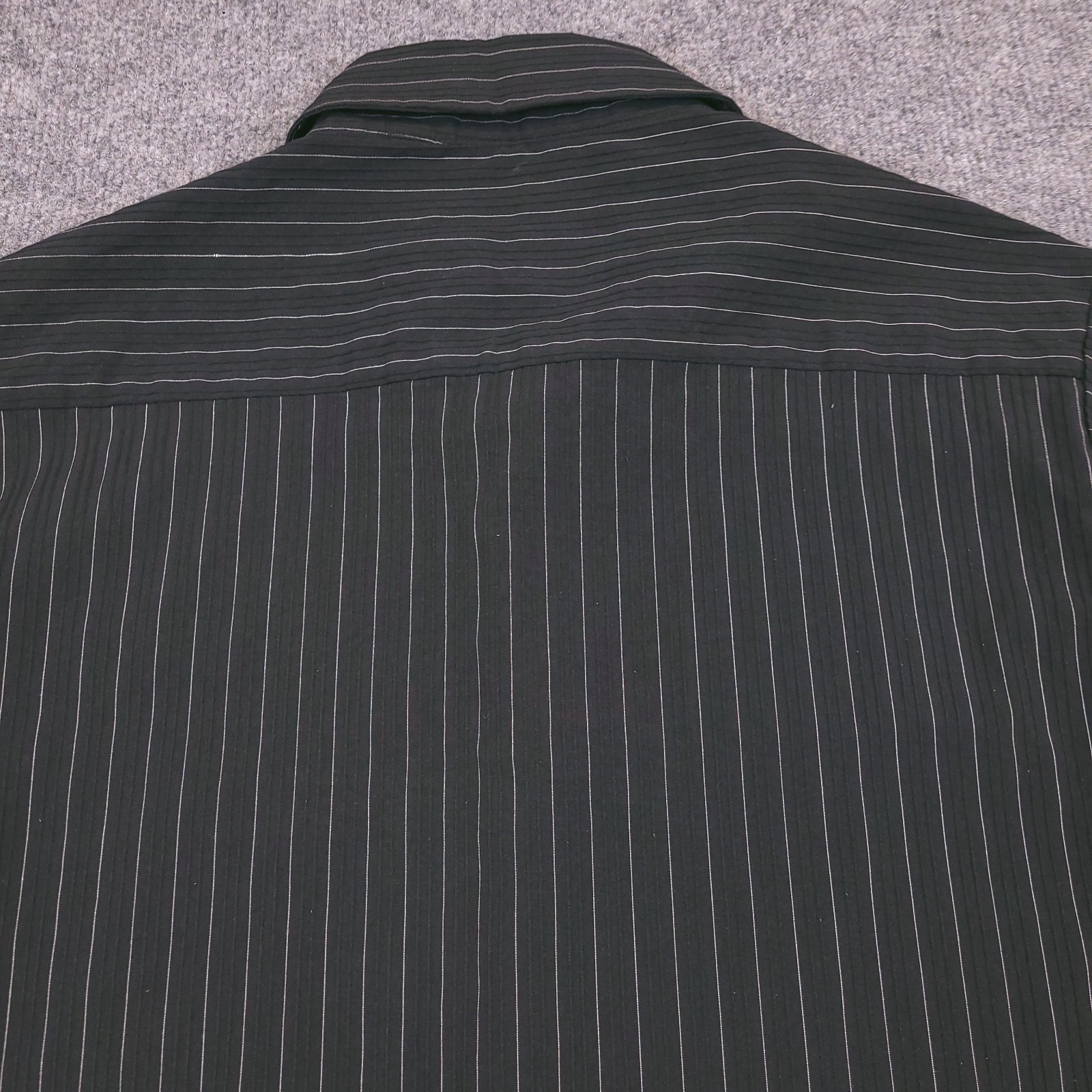 7D 7 Damonds Button Up Mens L Black White Stripe Stretch Tonal Raised Ribbing