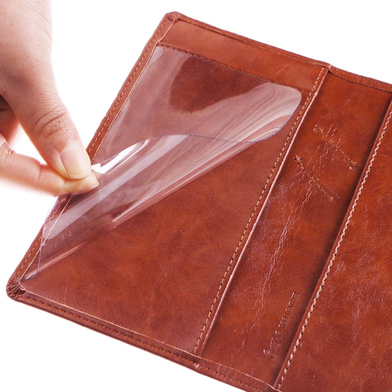 GNEGNI PU Leather Checkbook Cover for Men and Women, Slim Standard Check Regi…