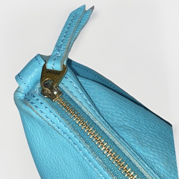 Fossil Teal Tidal Blue Erin Pebble Leather Crossbody Messenger Bag Purse