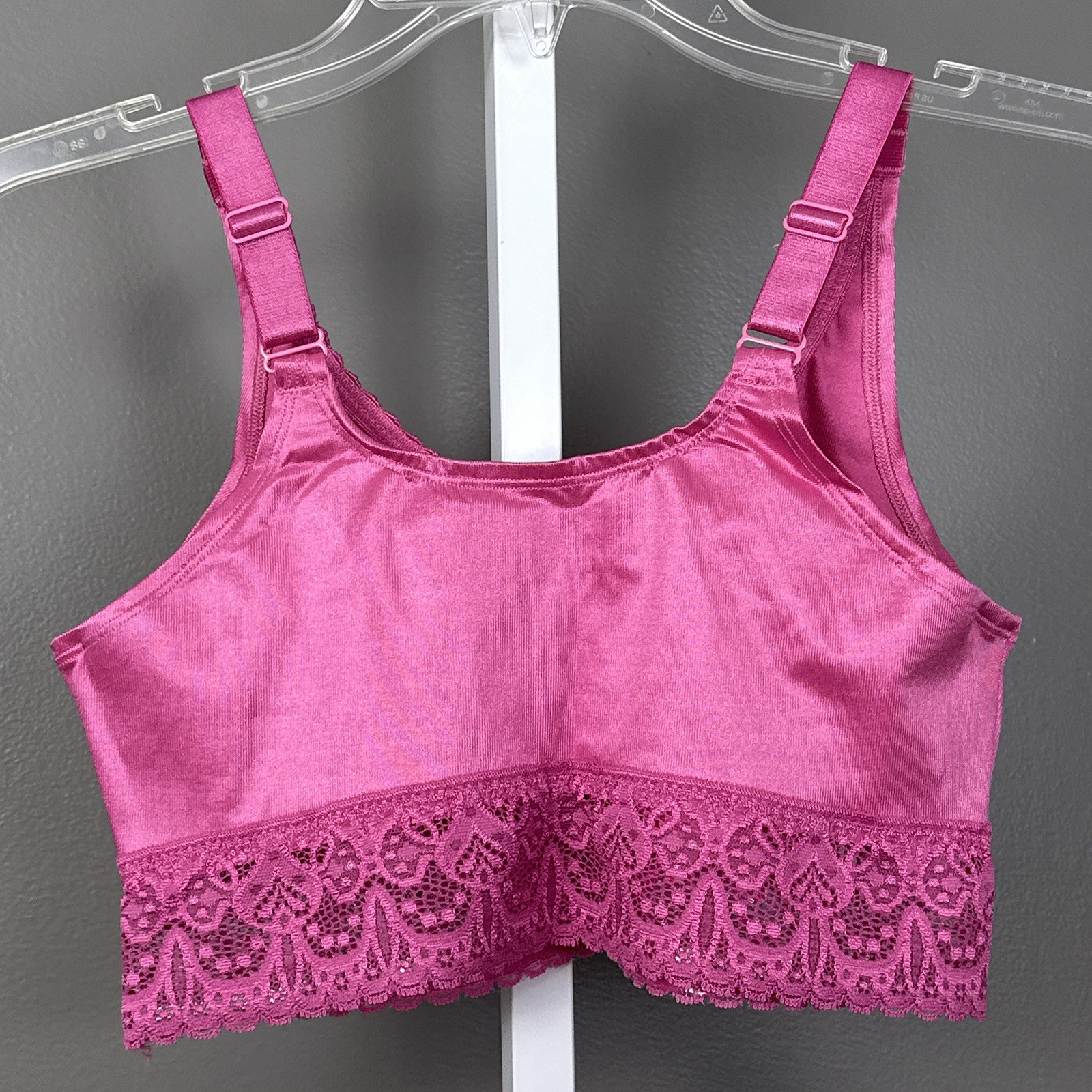 Ruby Ribbon Demiette Bra 32 Pink Satin Lace Longline Bralette NWOT Style 3033