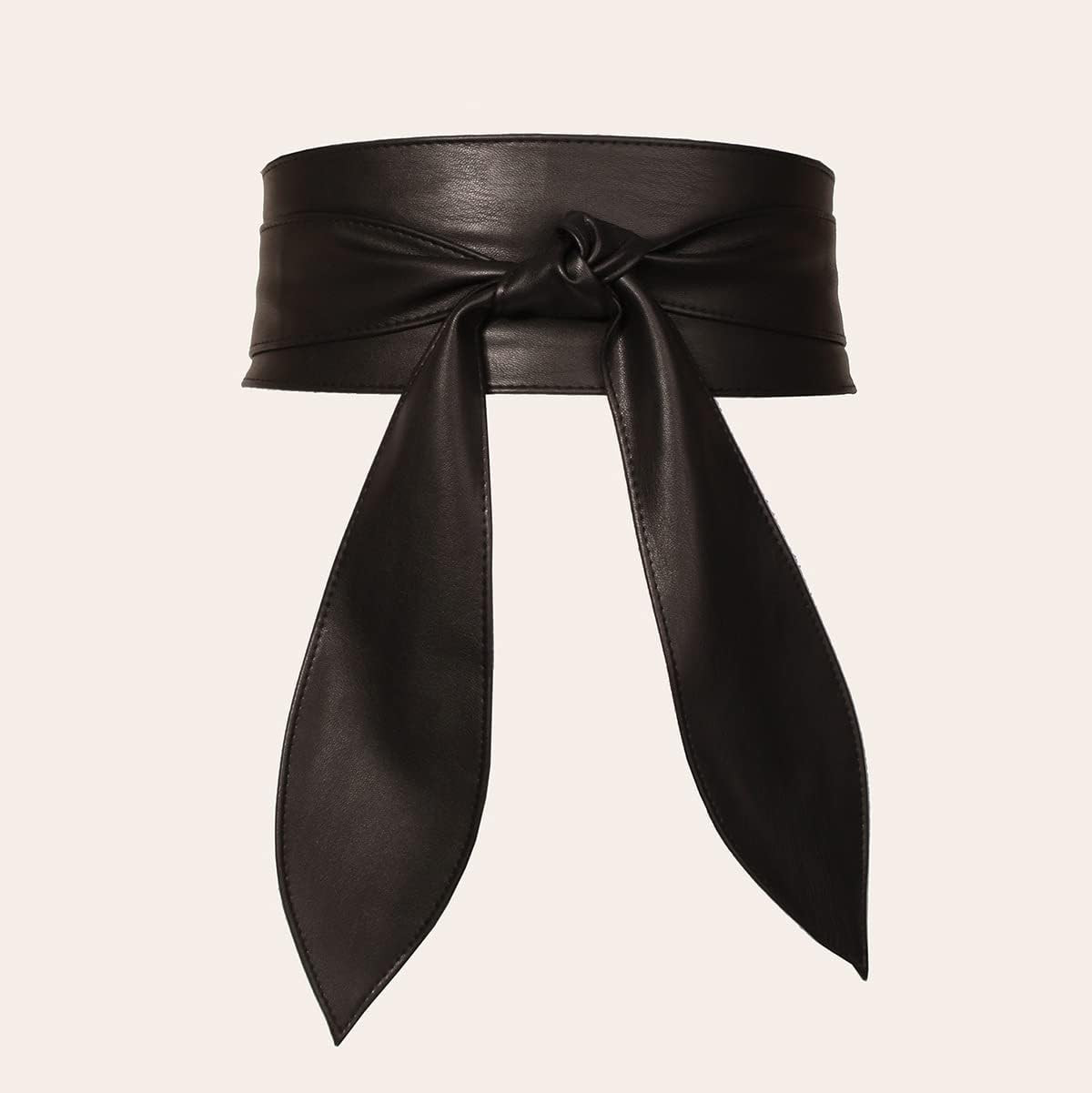 Women Obi Belt Bow Tie Wrap Wide Waistband Faux Leather Wide Cinch Belt for Dres