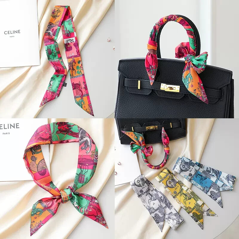 Scarf Ribbon Bag Handle Wrap Silk-Like Twill Satin Neck Hair Accessories