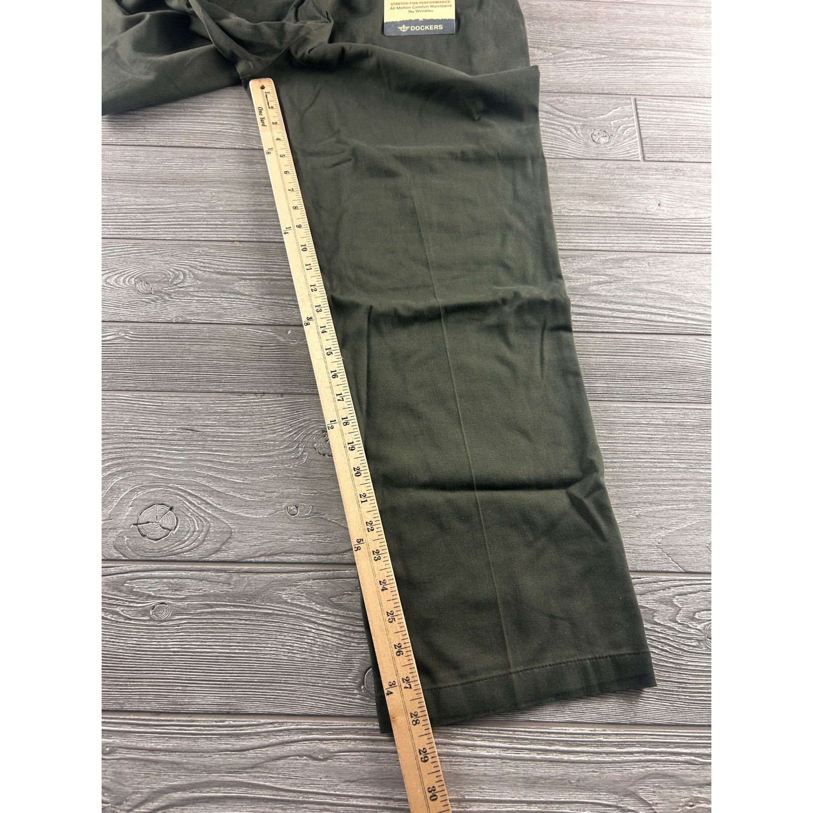 Dockers Mens Easy Khaki Classic Fit Pants Olive Green Stretch 36×30 New