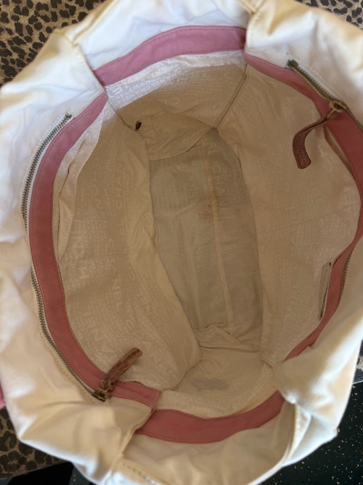 Authentic chanel canvas tote /damaged /see photos/read description