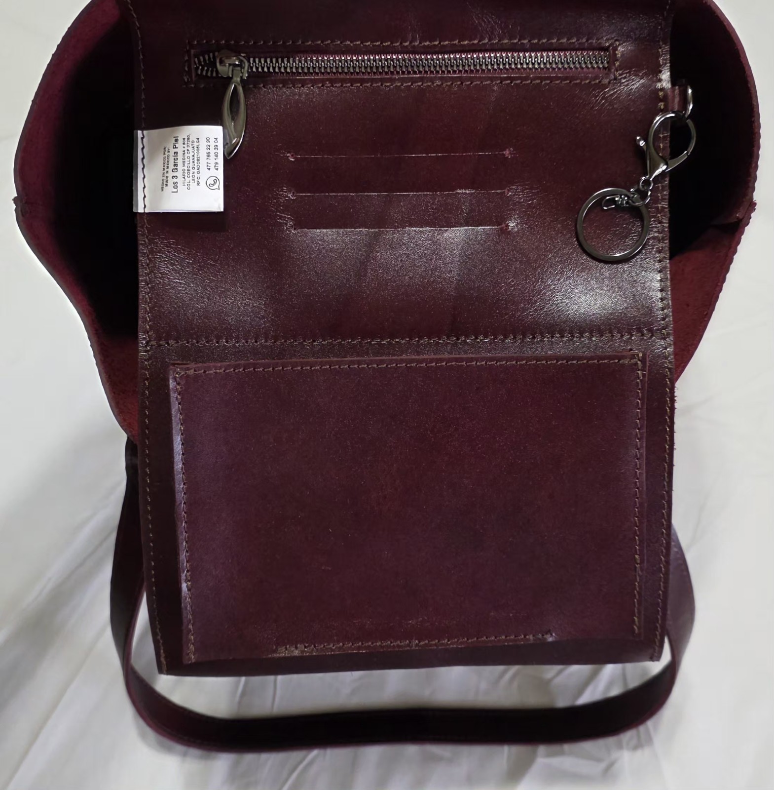 Handmade Mexican Genuine Artisan Leather Burgundy Tote Shoulder Bag