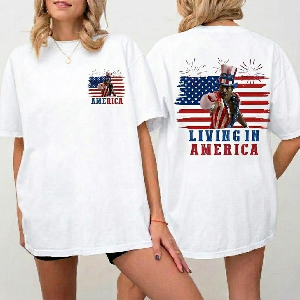 Apollo Creed Living In America T-Shirt, Retro USA Shirt, 4th Of July Tee