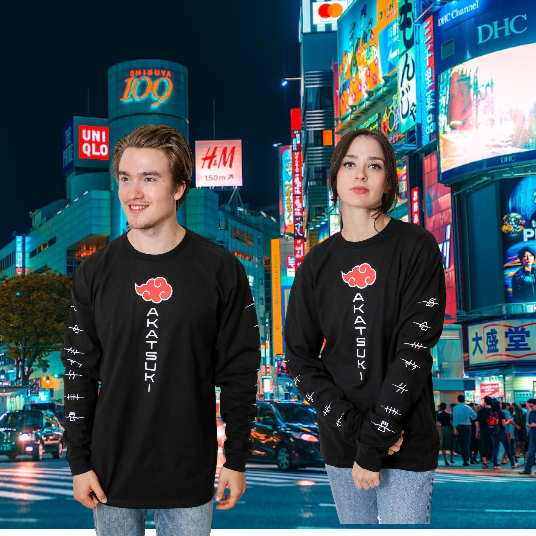 Naruto Shippuden Akatsuki Anti Village Symbols Cloud Anime Adult Unisex Long Sle
