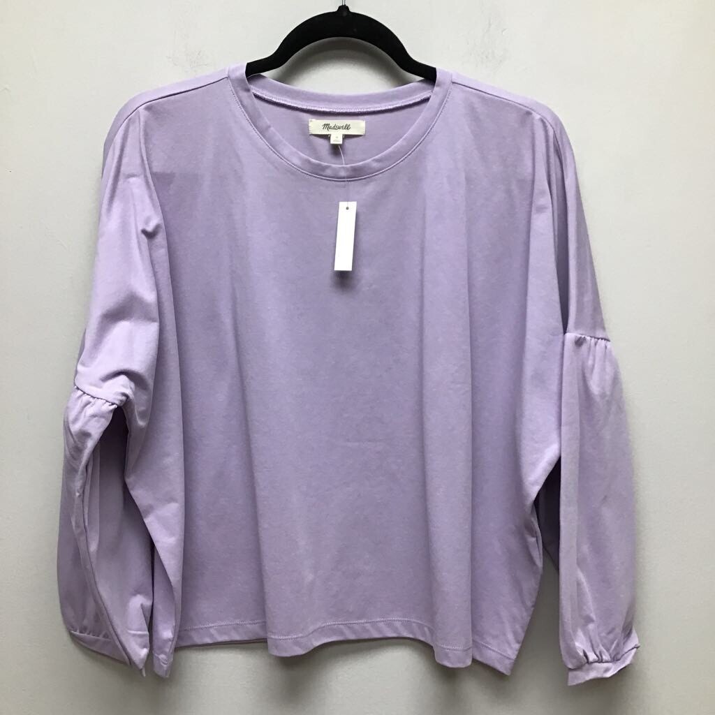 Madewell Womens Crop Crepe Drop Shoulder T-Shirt Purple Oversize Crew Neck M New
