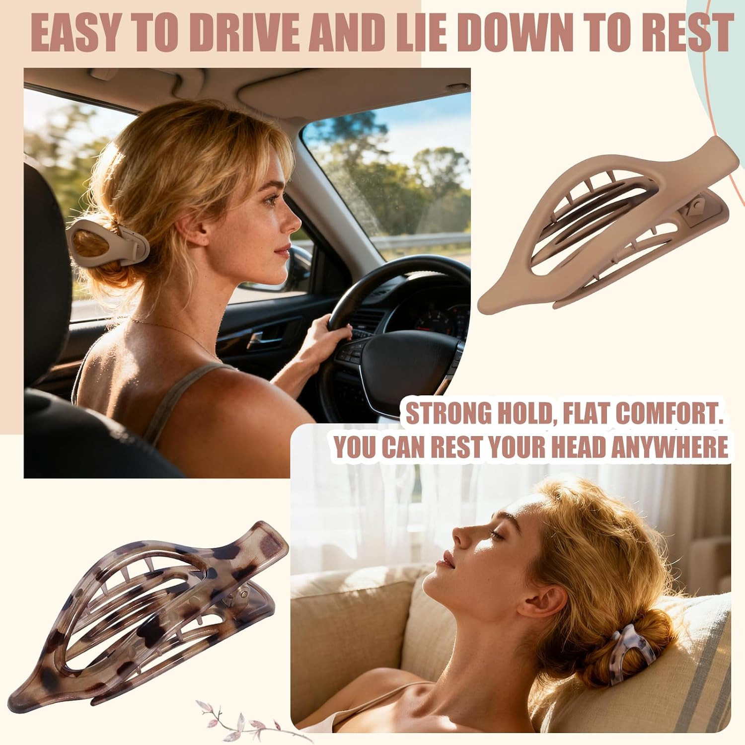 Flat Hair Clips for Women – 6 PCS French Flat Claw Clips Medium Hair Clips for G