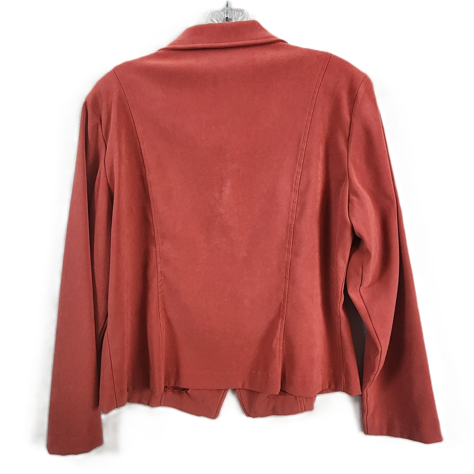 Requirements Button Front Blazer Women Medium Rust Brown Polyester Spandex