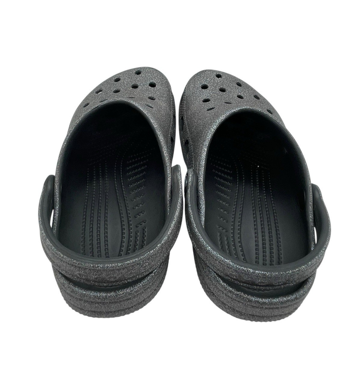 Crocs Classic Clogs Gray Black Glitter Comfort Slip On Shoes Size Men 4 Women 6