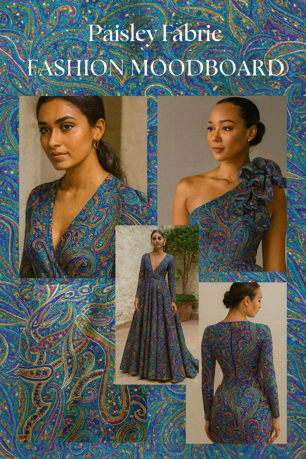 Vibrant Blue Multicolor Paisley Print 112cm Wide PURE SILK Satin Fabric