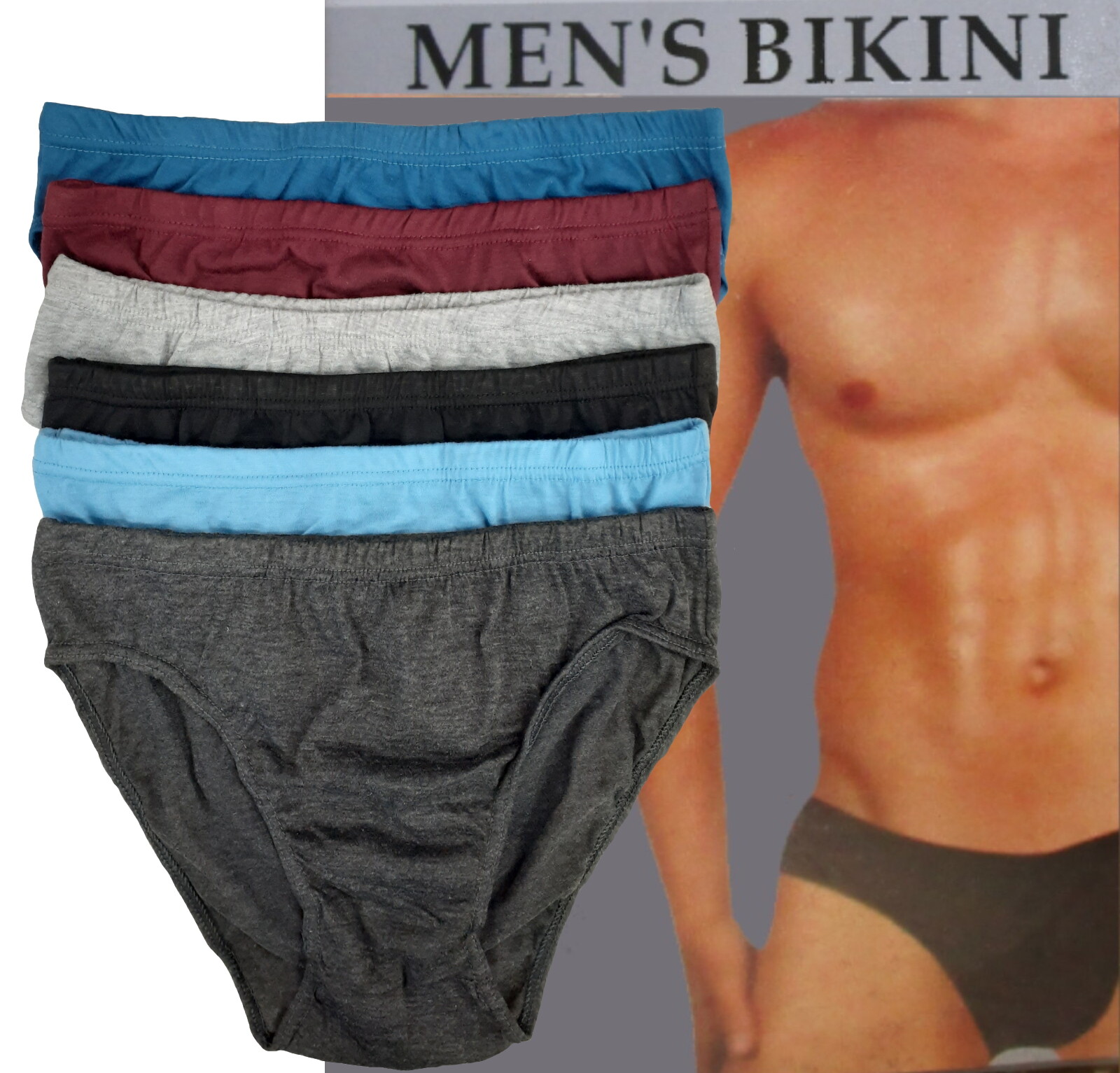 6 PK MEN’S BIKINI BREATHABLE COTTON SOLID UNDERWEAR SIZE LARGE (34-36) LOW RISE