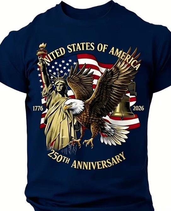 Men’s Patriotic USA 250th Anniversary T-Shirt 1776-2026 American Independence Te