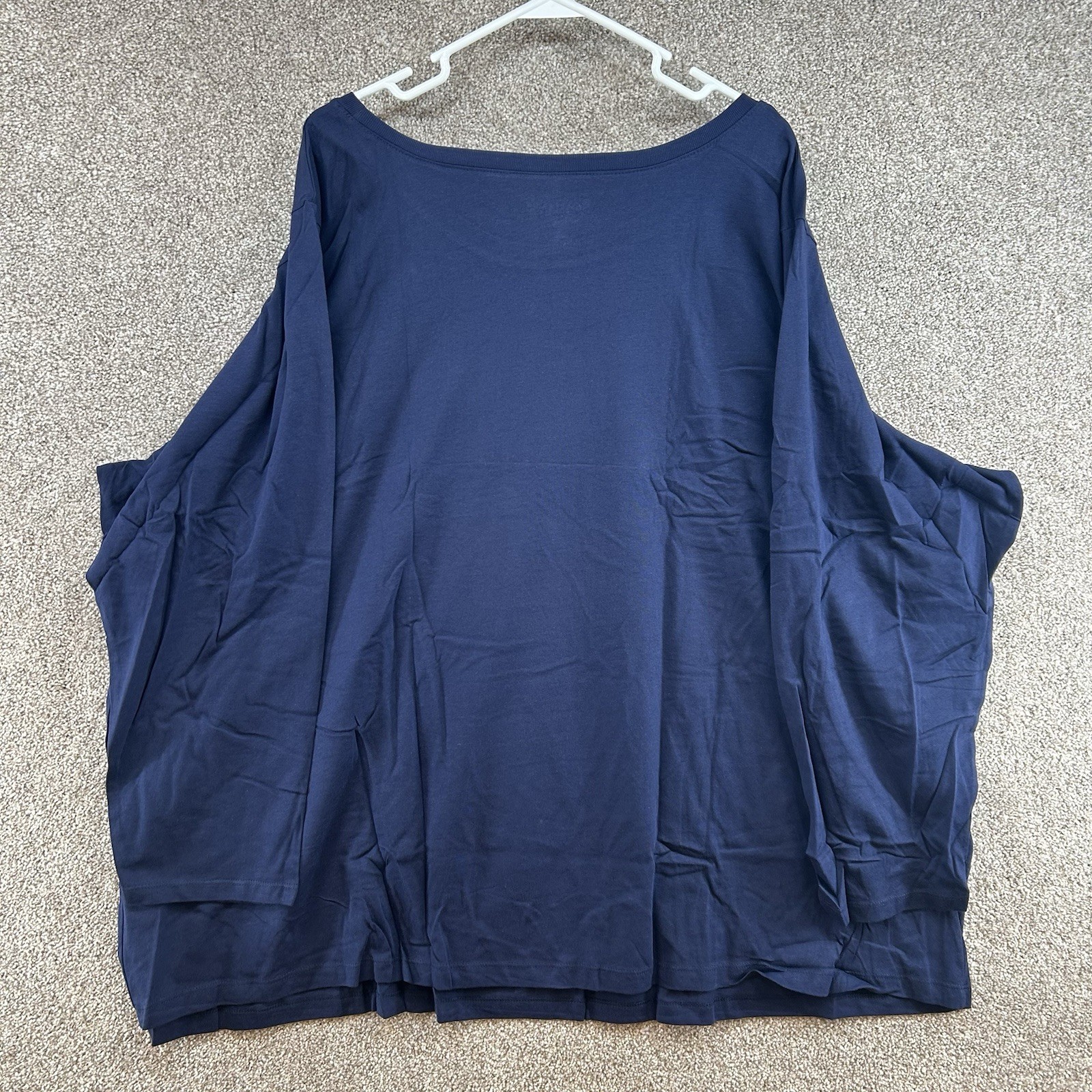 NWOT Roman’s Women’s 4X Navy Blue Log Sleeve Top Plus Size 34/36 Cotton Casual