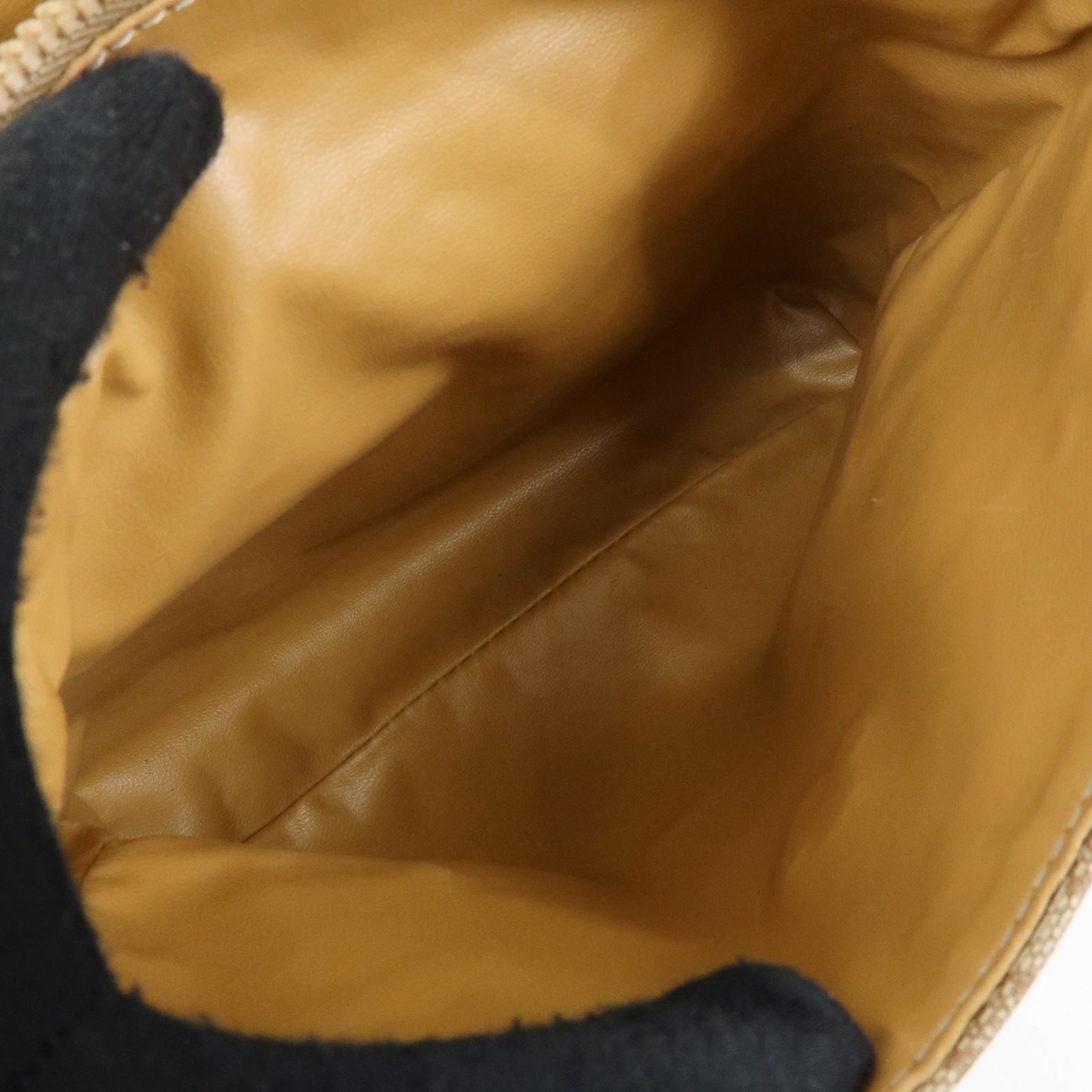 CELINE Logo Macadam PVC Leather Hand Bag Shoulder Bag Beige Brown Auth Used F/S