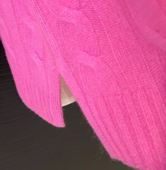 NWD Joie 100% Cashmere Cable Knit Crewneck Sweater Pink Womens Size Large Luxury