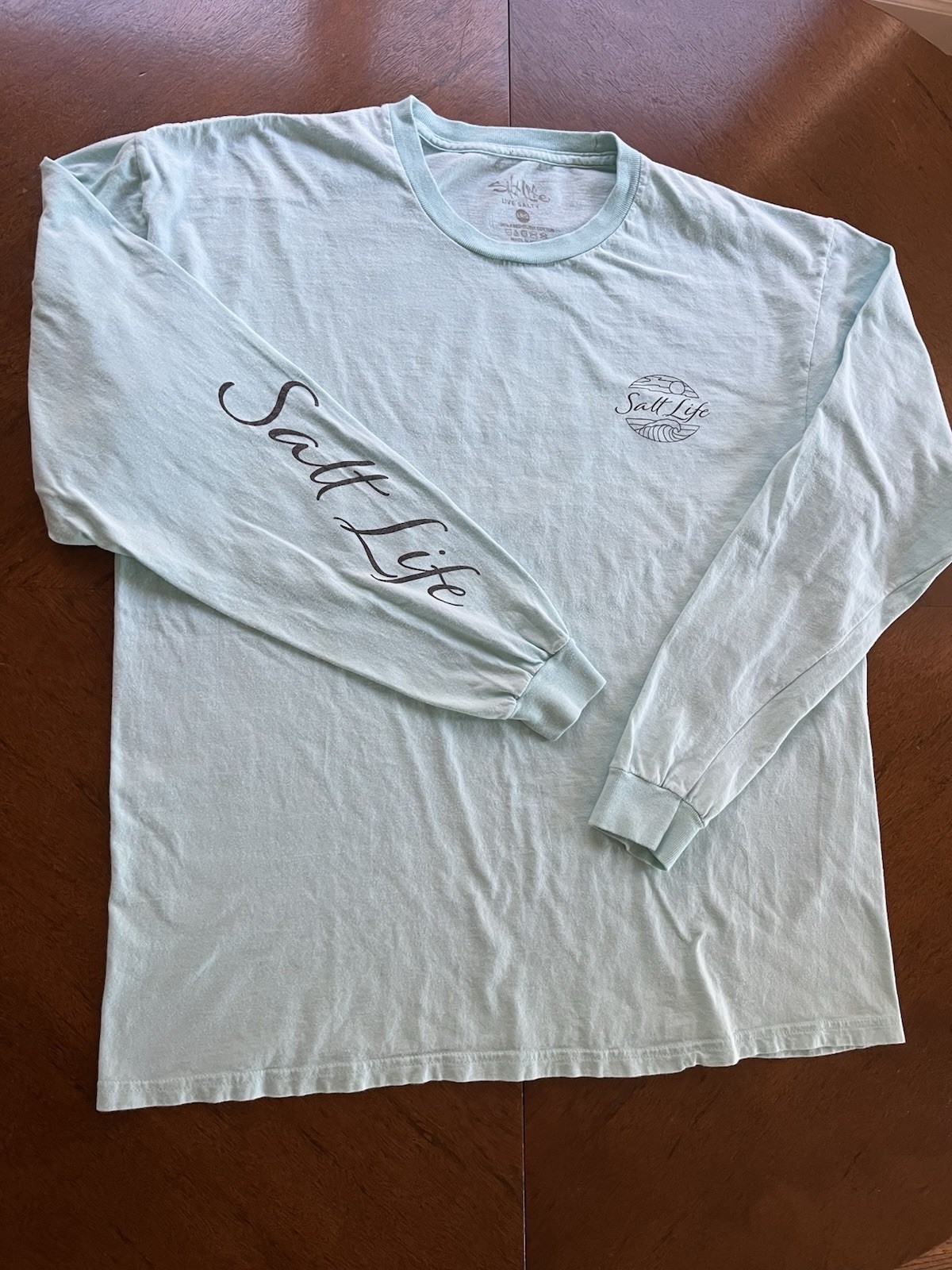 Salt Life Aruba Blue LS T-shirt “Tranquil Tides” Adult Large ~ 100% Cotton