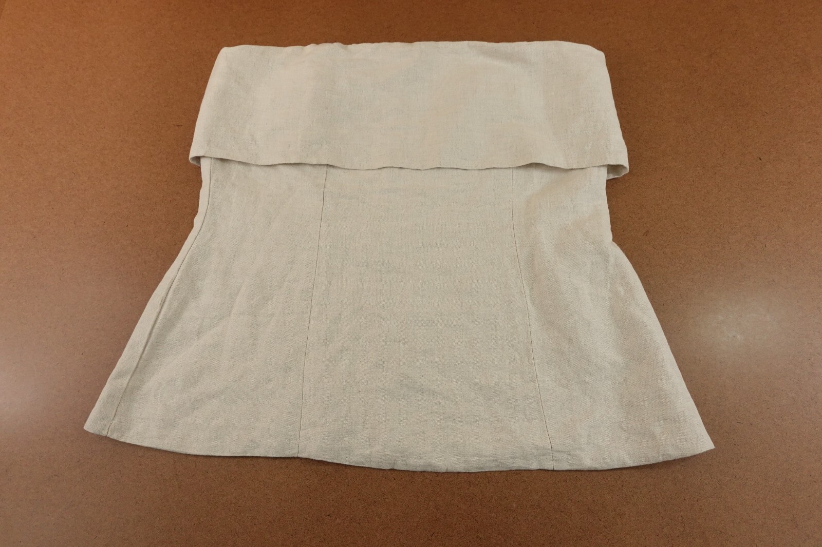 Pretty Lavish Womens Size 12 Natural Linen Blend Strapless Layered Top NWT