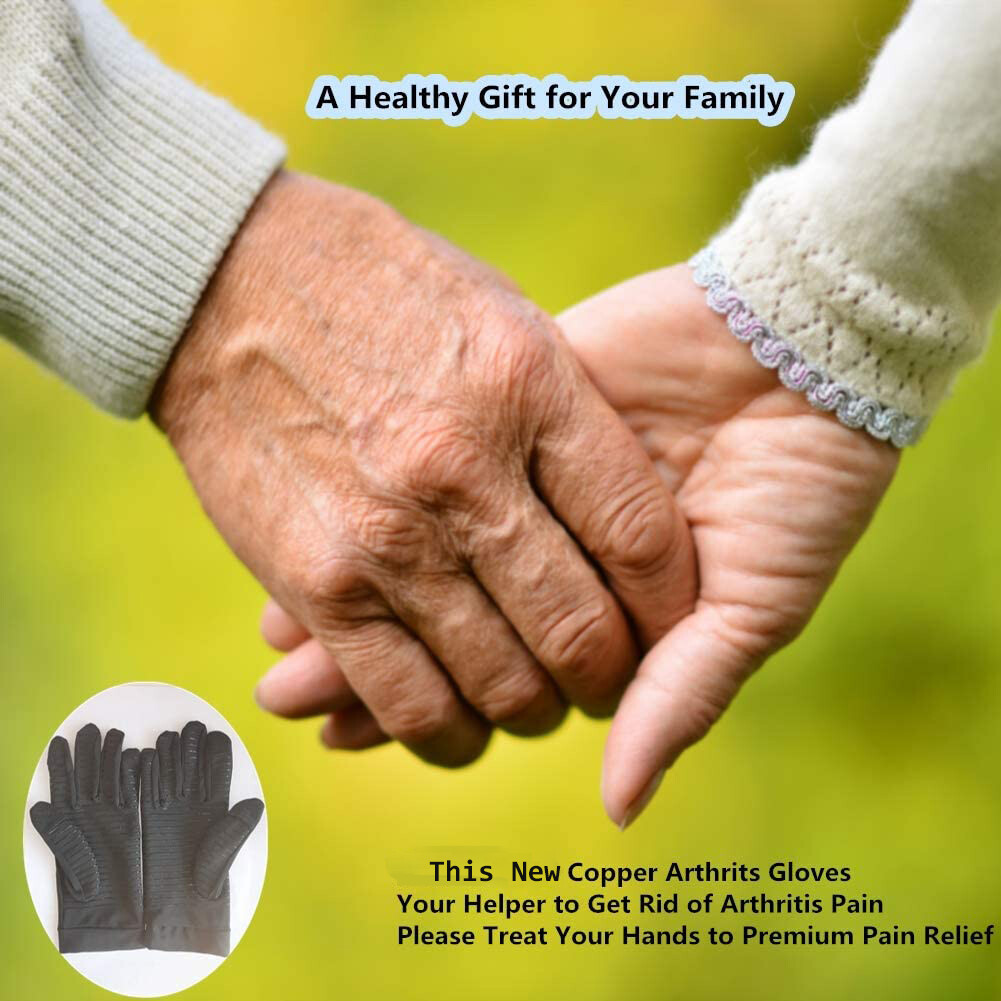 2 Pairs Copper Compression Gloves Finger Support Anti Arthritis Hand Pain Relief