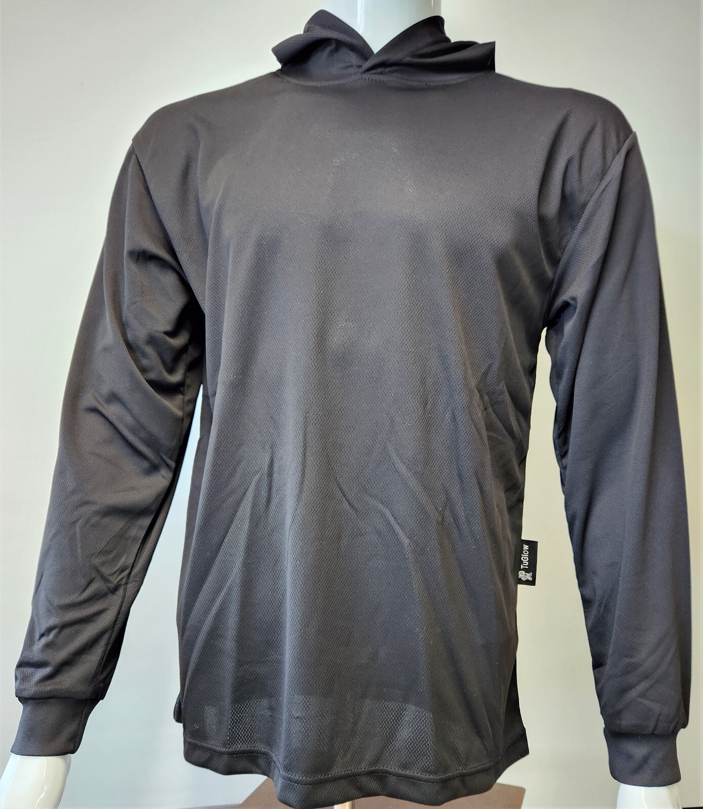 BLACK, Grey, BLUE Long Sleeve Safety Shirt With Hoodie, Polyester Birdeye Mesh
