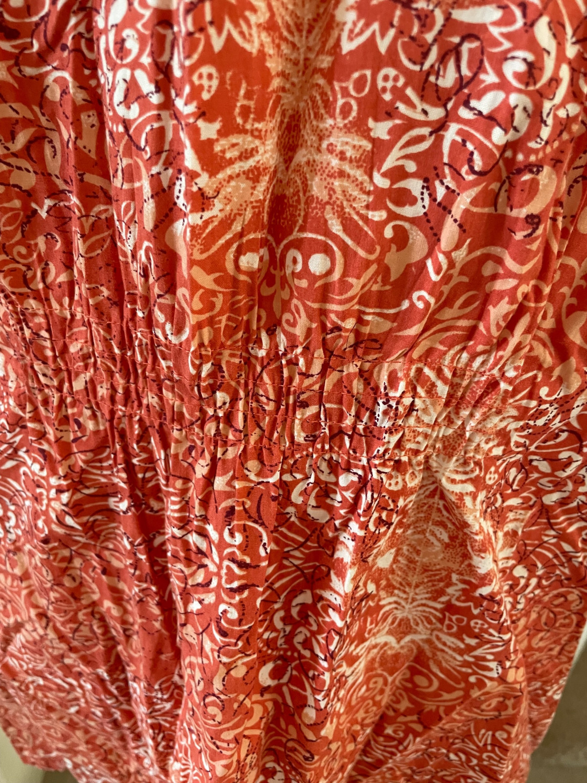 JM Collection 18W Boho Urban Exotic Orange Blouse Embellished Tunic Elastic Back