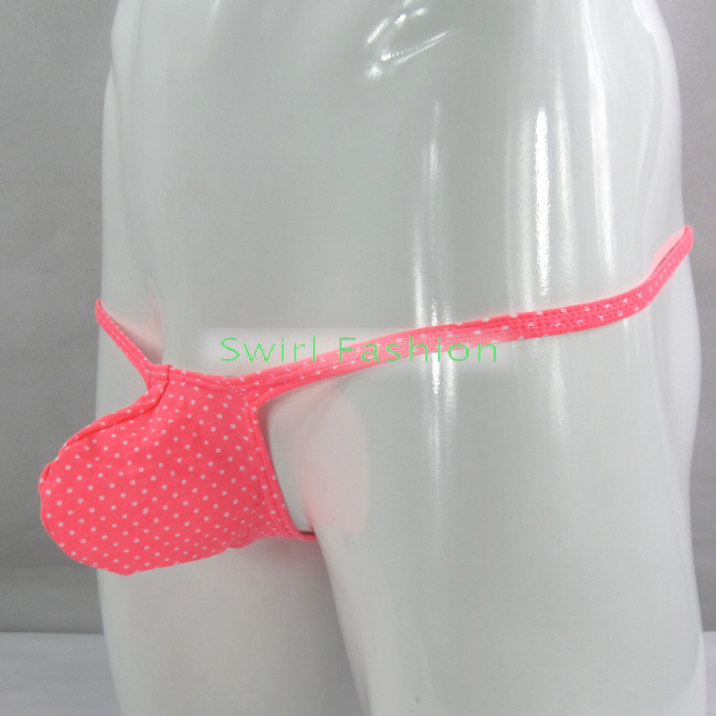 K403 CP String Thong Grape Smugglers Contoured Pouch Cotton Polka Dots