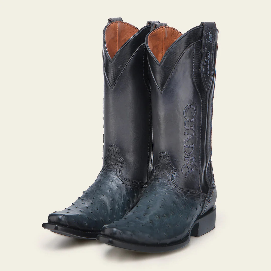 1B2TA1 – Cuadra blue dress cowboy ostrich leather boots for men