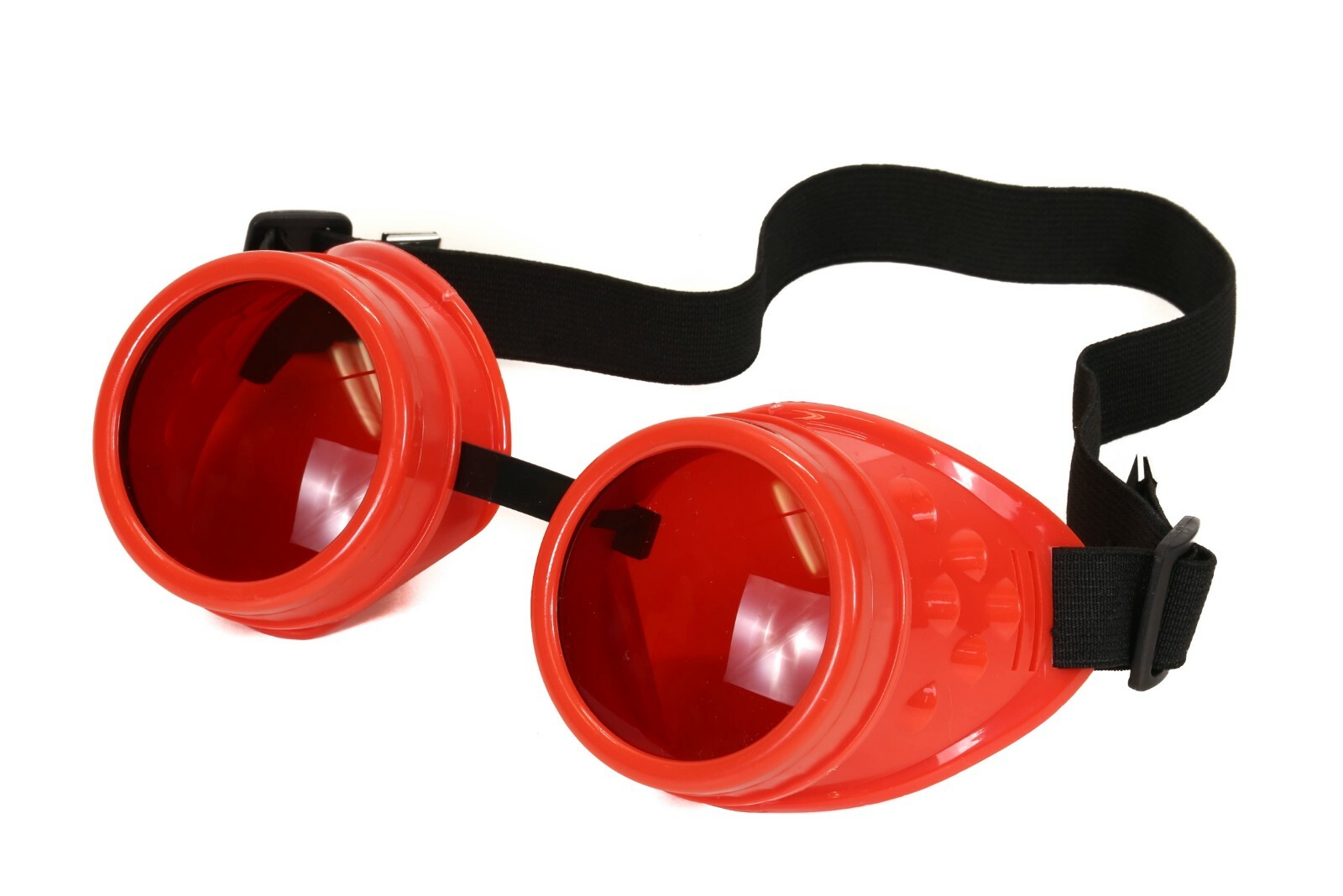Red Lens Victorian Steampunk Goggles Glasses Welding Cyber Punk Gothic Cosplay