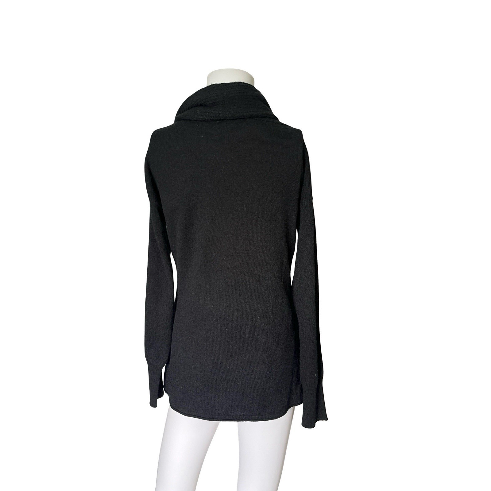 Nordstrom Cashmere Sweater Black Cowl Neck Long Sleeve Soft Womens Size Small