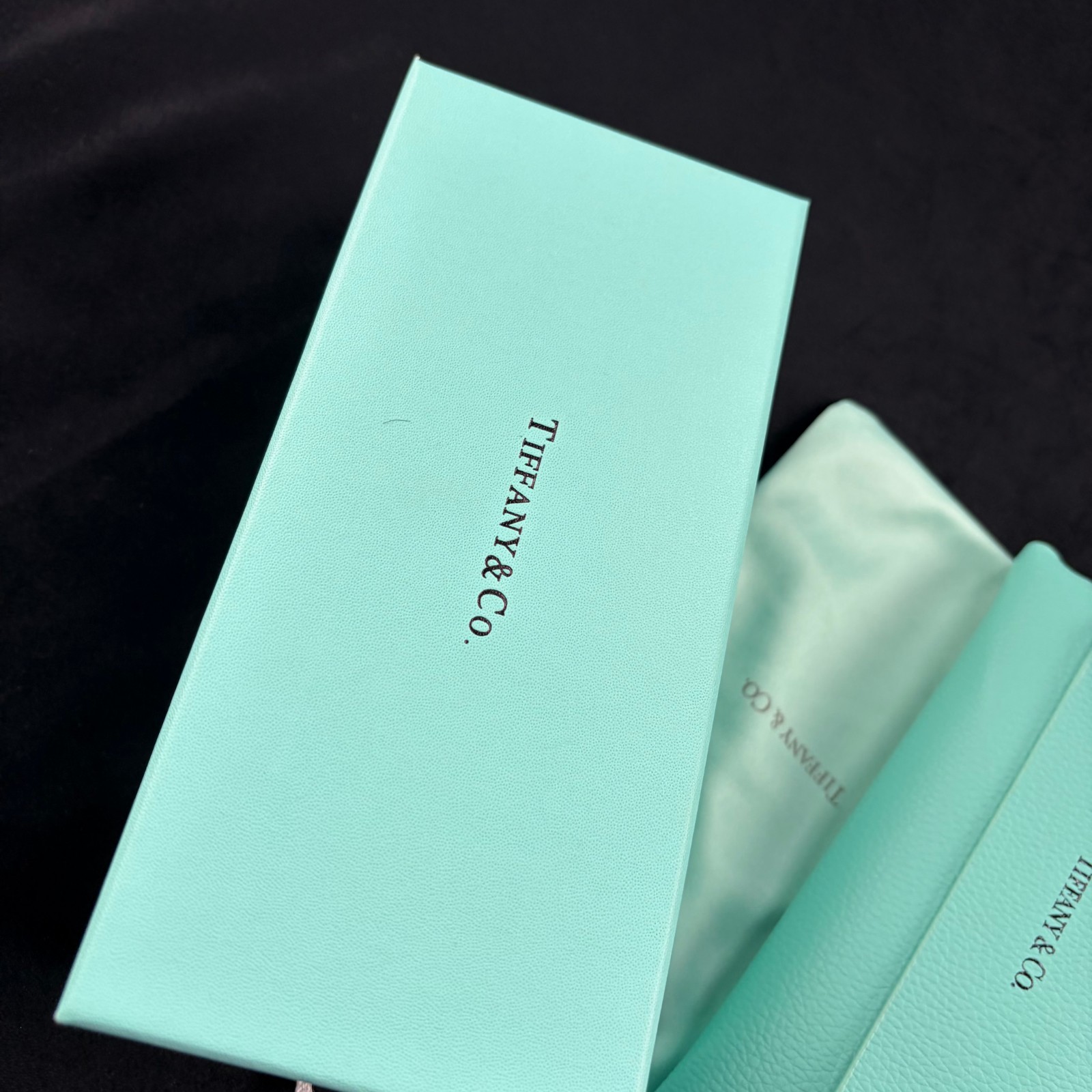 New In Box – Tiffany Black & Blue Oval Sunglasses for Women Designer Eyewear
