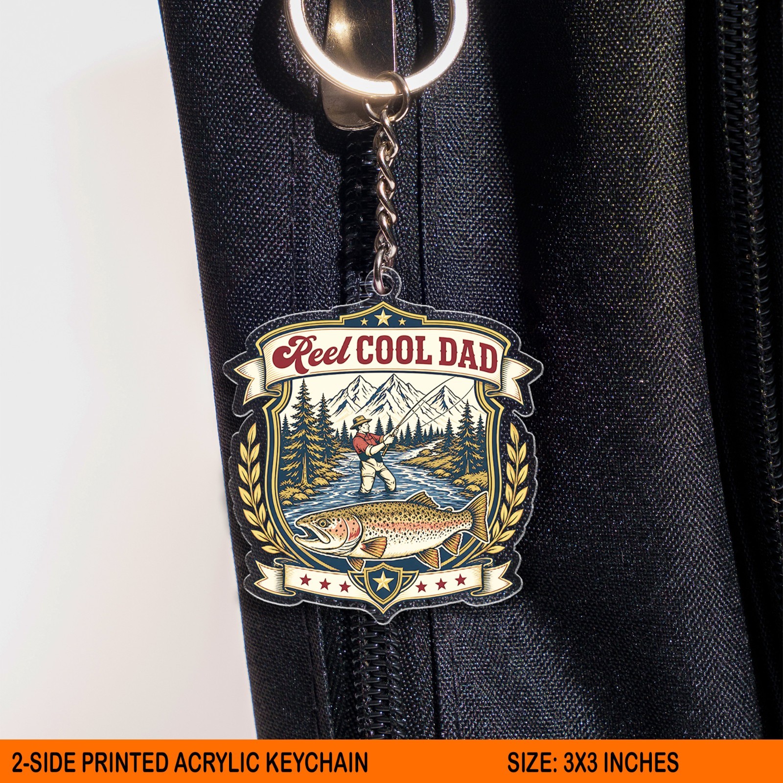 Reel Cool Dad Acrylic Keychain, Fishing Trout Father Gift