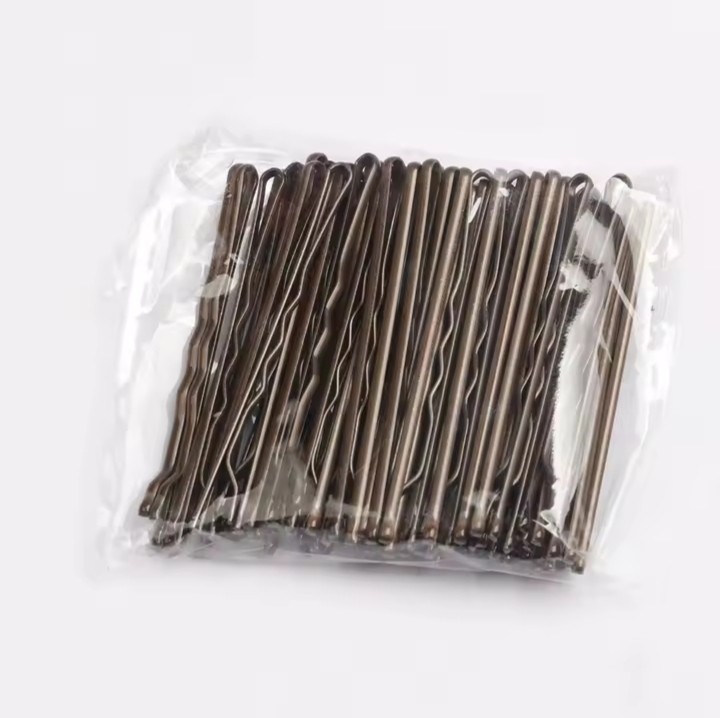 50Pcs U Shape Bobby Hair Pins Wavy Bun Grips Kirby Clips Women 5cm Black Brown