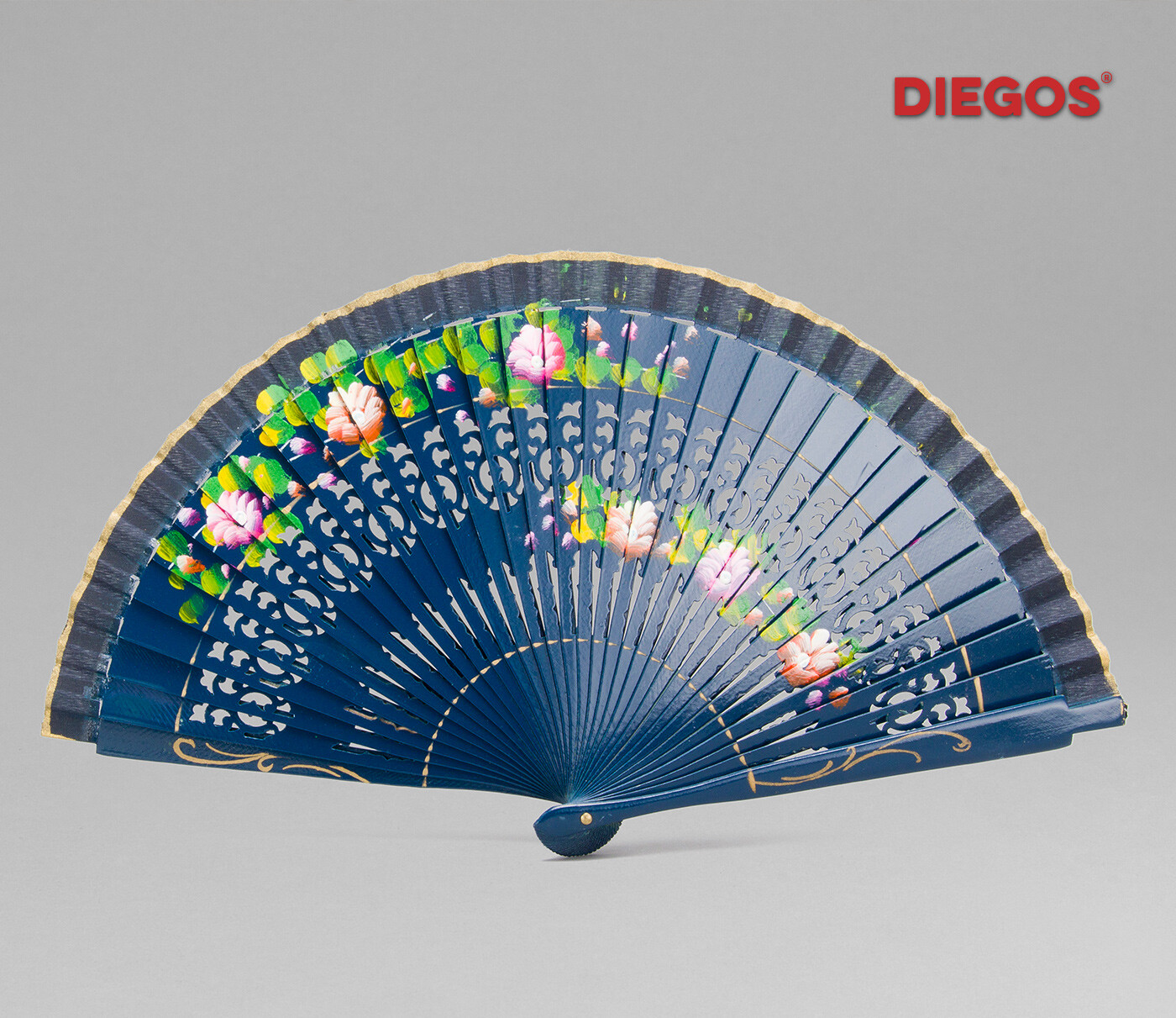 Hand painted Spanish Abanico hand fan made in Valencia Flower Flamenco painting