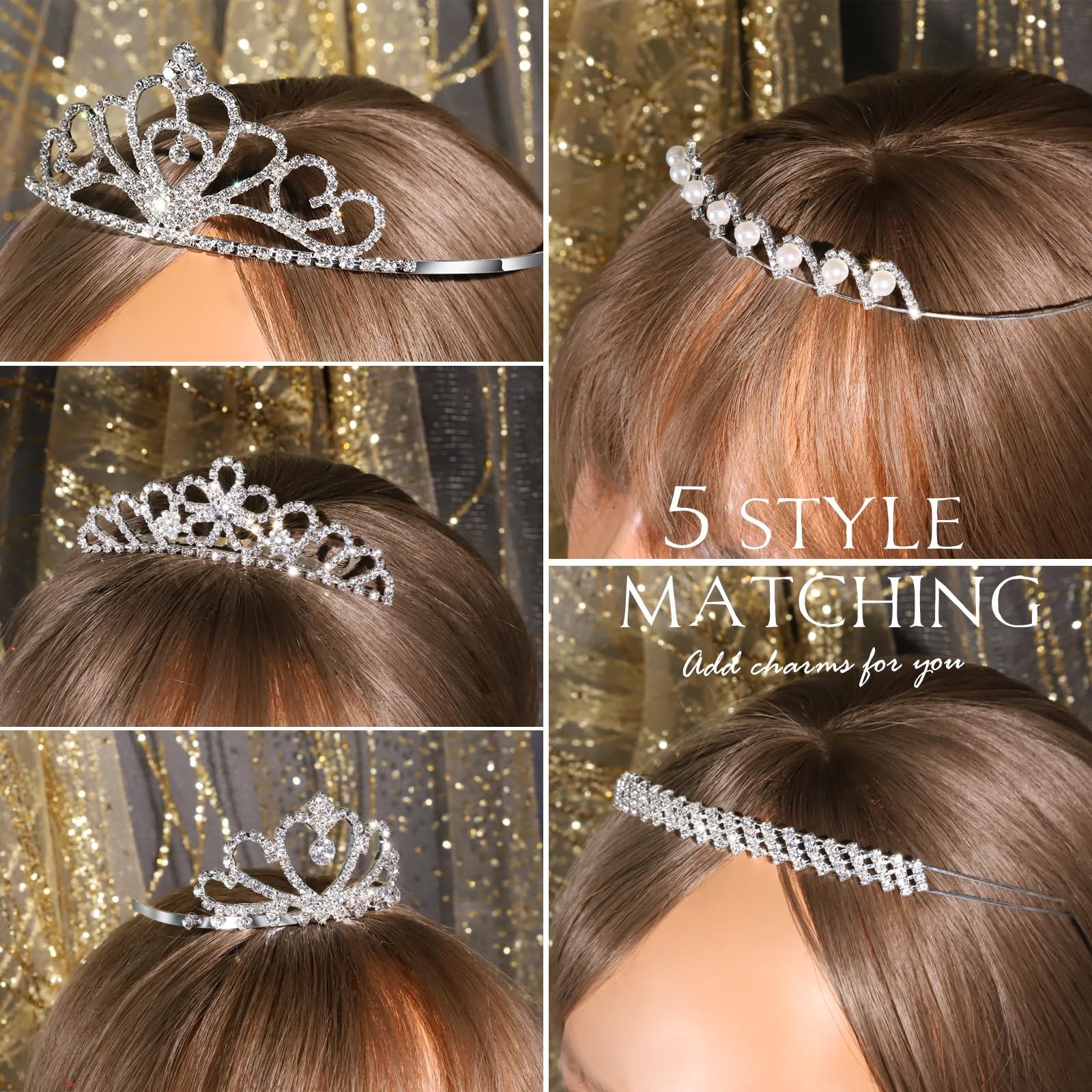 Teenitor Crown, 5pcs Tiaras for Women, Tiara Crown, Silver Tiara for Little G…