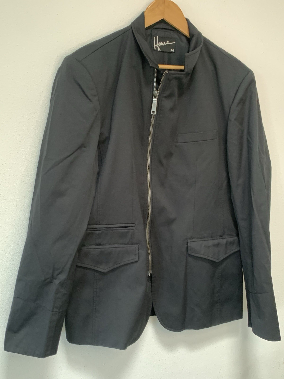 Howe Men’s Black Full Zip Blazer Jacket 44 Regular Fit Twill Inner Pockets