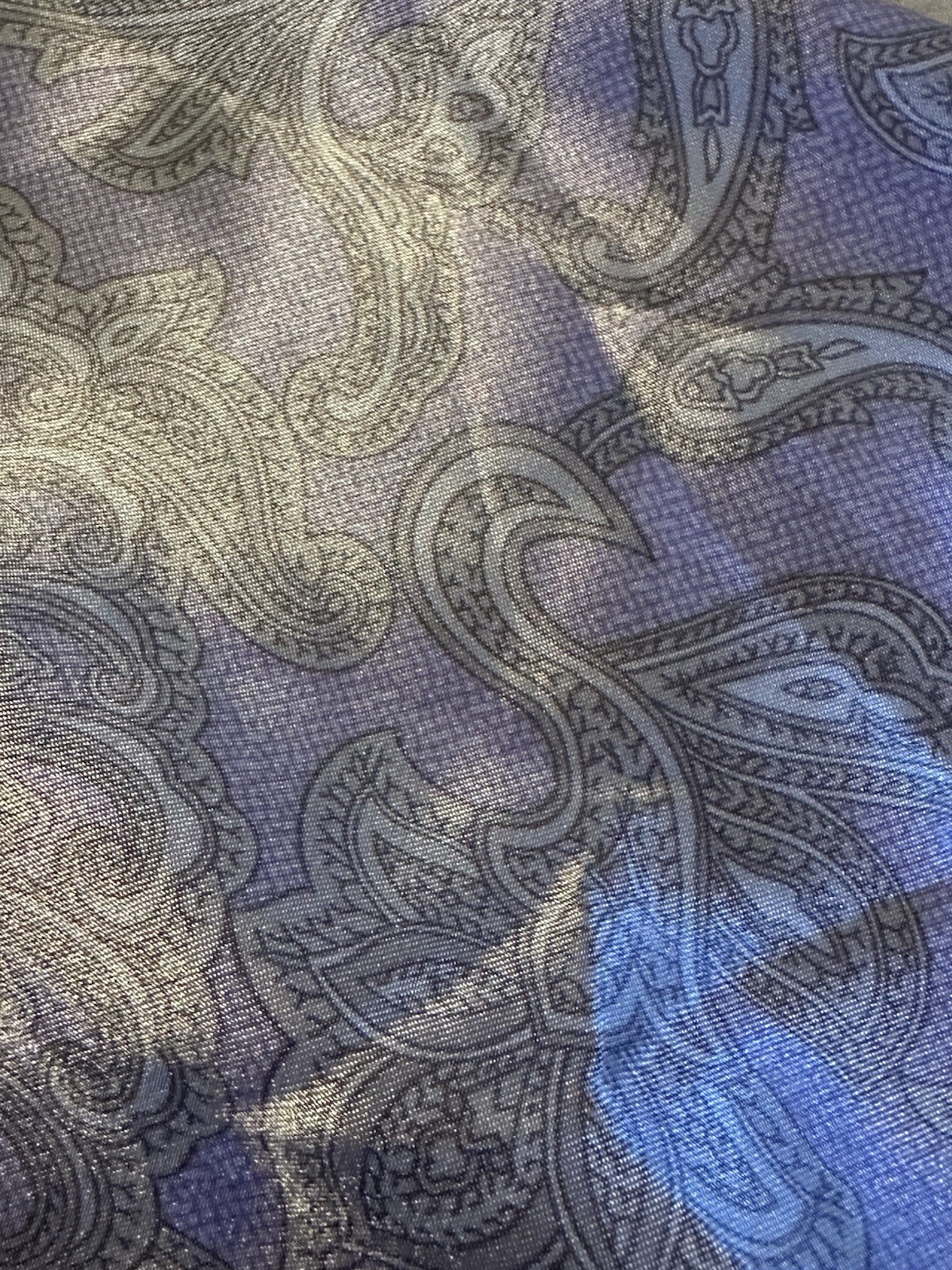 Jones New York Women’s Satin Paisley Robe Silver XL Long Sleeve Tie Closure