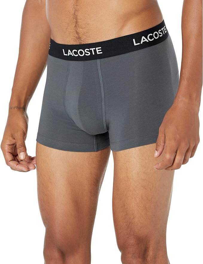 LACOSTE 5H5203 GREY REGULAR FIT 5-PACK MENS BOXER SIZE MEDIUM